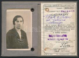 1935 Magyar Királyi Államvasutak arcképes igazolvány, vasúti alkalmazottak családtagjai részére / ra...