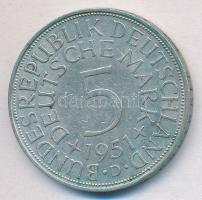 NSZK 1951D 5M Ag T:2
FRG 1951D 5 Mark Ag C:XF