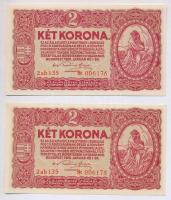 1920. 2K (2x) "2ab 135" csillagos sorszám, egy ugrással sorszámkövető + 1923. 100K (2x) sz...