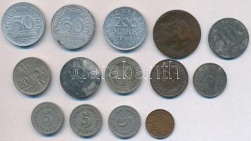 Vegyes: 14db-os fémpénz tétel, benne Franciaország, Románia, Csehszlovákia, Belgium, Németország / W...