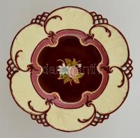 Kézzel festett szecessziós aufsatz, jelzett (B), kopott, hajszálrepedéssel, d:24 cm, m:13 cm