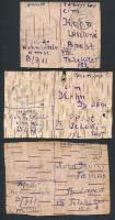 1943 Munkaszolgálatos dokumentumai: 3 db nyírfakéregre írt tábori lap Oroszországból küldve, 1 db fényképes képeslap / Labour service documents: 3 letters form a Russan camp written in birch bark, 1 photo postcard
