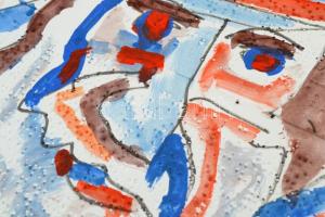 Cs. Németh Miklós (1934-2012): Öreg harcos. Vegyes technika, papír, jelzett,  40×30 cm