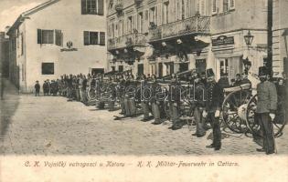 Kotor, Cattaro; K. K. Militär Feuerwehr / K.u.K. military fire brigade, artillery, Aleksander Radimir shop (EK)