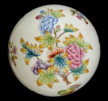 Herendi Viktória mintás bonbonier, kézzel festett, jelzett, hibátlan, m:6 cm, d:9 cm