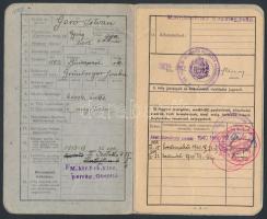 1939 Hadimunkás (munkaszolgálatos) igazolványi lapja, M. Kir. gödöllői 9. honvéd kiegészítő parancsn...