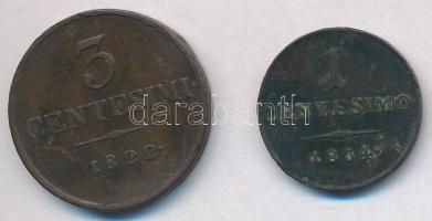 Olasz Államok / Lombardia-Velence 1822V 3c Cu + 1834M 1c Cu T:2,2- ph.
Italian States / Lombardy-Ve...