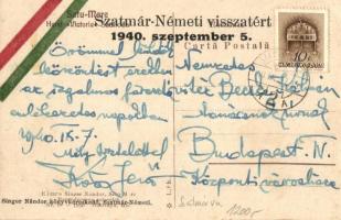 1940 Szatmárnémeti, Satu Mare; Hotel Victoria szálloda, Vámos üzlete, hátoldalon magyar zászló és &#...