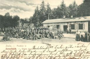 Zrece, Retschach; Railway station under construction, workers (EK)