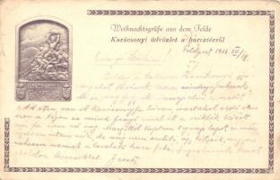 Isonzo-Armee 1915' feliratú plakett képe, K.u.K hadsereg, I. világháború, Karácsonyi üdvözlet / picture of a plaque, Austrian-Hungarian military, World War I, Christmas greeting (EK)