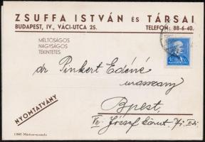 cca 1935 Bp. IV., Zsuffa István és Társai szövetáruüzletének árlapja