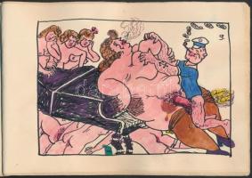 Jelzés nélkül: Popeye a tengerész erotikus kalandjai. 15 kép, vegyes technika, papír, 12x9 cm