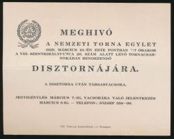 1929 Bp. VIII., Meghívó a Nemzeti Torna Egylet dísztornájára
