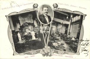 Ivano-Frankivsk, Stanislau, Stanislawow; Ensels Edison café, buffet, salon, interior, floral Art Nouveau