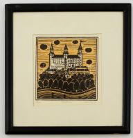 Olvashatatlan jelzéssel: Bratislava. Linó, papír, üvegezett keretben, 13×13 cm