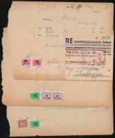 16 klf teljes számla illeték bélyeg pár + 37 db számla illeték vagy ellenőrző szelvény + 4 db számla