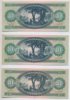 1962. 10Ft (5x) közte 2+2 sorszámkövető T:I-,II