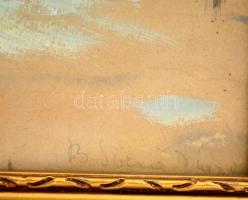 Bánáti Schwerák József (1897-1951): Téli falu részlet. Vegyes technika, papír, jelzett, üvegezett ke...