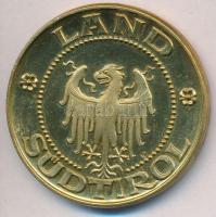 Ausztria ~1989. Dr. Luis Durnwalder kormányzó / Dél-Tirol aranyozott fém emlékérem (43mm) T:2 fo. Austria ~1989. Landeshauptmann - Dr. Luis Durnwalder / Land Südtirol gold plated commemorative medallion (43mm) C:XF spotted