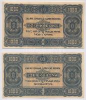 1923. 1000K "Magyar Pénzjegynyomda Rt. Budapest" + 1000K "8 FILLÉR - NYOLC FILLÉR&quo...