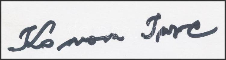 Komora Imre (1940-) olimpiai bajnok labdarúgó aláírása egy kartonlapon, 7x10 cm./ autograph signature