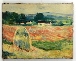 Pór jelzéssel: Szénaboglya. Olaj, vászon, 50×68 cm