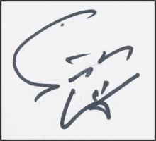 Szűcs Lajos (1943-) olimpiai bajnok labdarúgó aláírása egy kartonlapon, 7x10 cm./ autograph signature