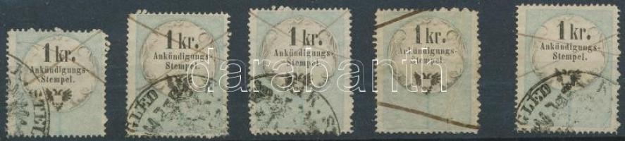 1854 5x 1kr hirdeménybélyeg / 5x1kr announcement stamps