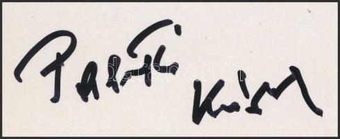 Palotai Károly (1935-) olimpiai bajnok labdarúgó, nemzetközi labdarúgó-játékvezető aláírása egy kartonlapon, 7x10 cm./ autograph signature