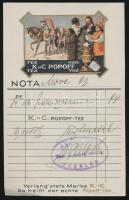 cca 1920 Popoff teakereskedő számlája, képes jelenettel / cca 1920 Popoff tea-vendor invoice