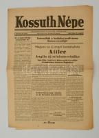 1945 A Kossuth Népe I. évfolyamának 74. száma, címlapon Attlee-ről szóló hírrel