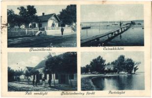 Balatonberény-fürdő, Vasútállomás, Csónakkikötő, Páli vendéglő, partrészlet (EK)