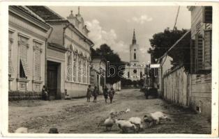 Szépvíz, Furomoasa; Templom utca, Fejér László felvétele és kiadása, ludak / Church street, goose (EK)