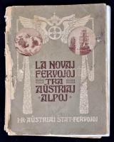 La novaj fervojoj tra Austriaj Alpoj. Bécs, [1914], Eldonis la I. R. ministerio por fervojaj. Az osztrák Alpokon átvezető új vasútról szóló eszperantó nyelvű kiadvány, számos képpel. Szecessziós papírkötésben, megviselt állapotban.