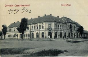 Csanádpalota, Községháza, Millenium szálloda, W. L. Bp. 5440., M. Buja Gyula kiadása (EK)