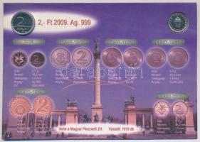2009. 1Ft Ag (0.999) + 2Ft Ag (0.999) párban, utánveret sorszámozott emléklapon T:1