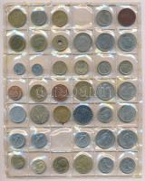52db-os vegyes magyar és külföldi fémpénz tétel fóliában, benne Franciaország, Olaszország, Mexikó, ...