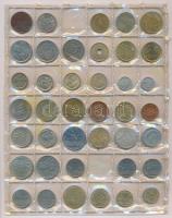 52db-os vegyes magyar és külföldi fémpénz tétel fóliában, benne Franciaország, Olaszország, Mexikó, ...