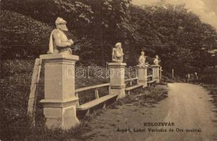 Kolozsvár, Cluj; Fellegvár, Árpád, Lehel, Vérbulcs és Örs szobrai / citadel, statues