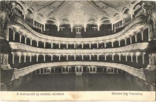 Kolozsvár, Cluj; Az új színház nézőtere, belső, Ferenc és Társa utóda Dunky Elek kiadása / the auditorium of the new theater, interior (EK)