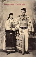 Fogarasi népviselet, pár, W. L. Bp. Thierfeld Dávid kiadása / Fogaraser Typen / folklore from Fagaras, couple (Rb)
