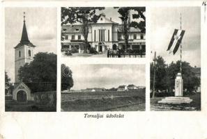Tornalja, Tornala; templom, országzászló, özv. Csiszár Árpádné kiadása / church, Hungarian flag (EK)