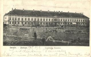 Zimony, Zemun, Semlin; Landwehr Kaserne / laktanya, Verlag A. Stepner / military barracks (EK)