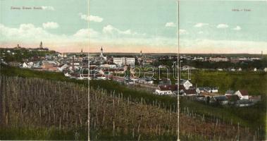 Zimony, Zemun, Semlin; 3-lapos panorámalap, látkép / general view, 3-tiled panoramacard (hajtásnál szakadt / bent til broken)