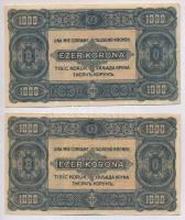 1923. 1000K (2x) mindkettő "8 FILLÉR - NYOLC FILLÉR" felülnyomással T:III
Adamo K37B