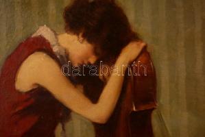 Komáromi Kacz Endre (1880-1969): Csellóslány. Olaj, vászon, jelzett, 70×88 cm