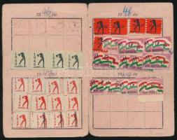 1946 Szociáldemokrata Párt tagsági könyve, tagsági bélyegekkel