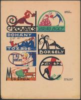 Biró Mihály (1886-1948): Művészi cégérek. Színes kőnyomat, papír, jelzés nélkül, megjelent a Díszítő Művészet c. folyóiratban, 25,5×20 cm