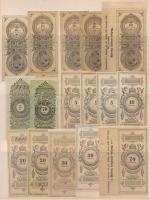 cca 1890-1902 Váltóilleték bélyegek krajcáros és filléres sorozat. Összesen 16 db. Használatlan