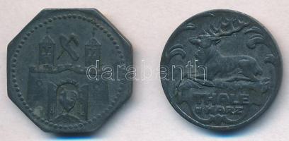 Németország / Weimari Köztársaság / Thale am Harz 10pf Zn szükségpénz + Suhl DN 10pf Zn aprópénz hel...